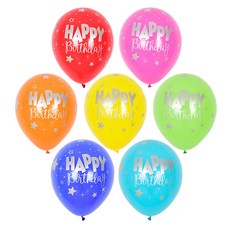 Sempertex 生日 一般混合 金屬銀色墨水印花氣球 30cm, 隨機出貨, 50個