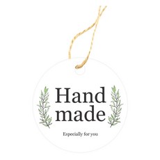 Dona&Deco綠葉手工圓形標籤 100入+麻繩 20m, 混色, 1套