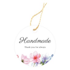 Donna&deco 粉紫色花朵手工圓形吊牌 100入 + 麻繩 20m, 混合顏色, 1套
