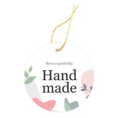 手工文字圓形標籤紙 100入+綁繩 20m, 混色, 1套