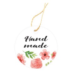 Dona&Deco 飄散粉紅花朵手工圓形吊牌 100入 + 麻繩 20m, 混合色, 1套