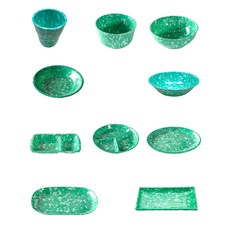 懷舊碗盤組 4, 混合顏色, 水杯 + 飯碗 + 湯碗 + 兩格盤 + 2號橢圓盤 + 分隔盤