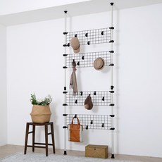 GAHWA HOME SYS. 經典4層隔板收納多用途鐵網立柱衣架 3LB2000M4, 象牙白 + 黑色