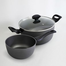 TVS 솔리다 인덕션 냄비 2종 세트, 혼합색상, 편수냄비 18cm + 양수냄비 24cm, 1세트