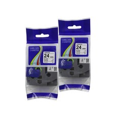 JC Line Brother 相容標籤帶 TZc-251 24mm 2入, 白底 + 黑字, 8m