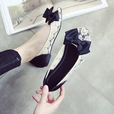 콩 K SHOES 레이스 리본 여성 단화