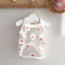 BYDAMSUMI 狗狗透視雛菊背心, 粉紅色