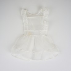 Grooming Dog 荷葉邊歐根紗連身裙, 白色