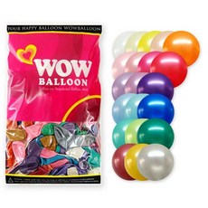 WOW PARTY KOREA WOW氣球 珠光氣球 13cm 100入, 隨機顏色, 2個
