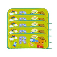 動物字母餐具袋, 淺綠色, 5入