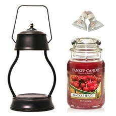 洋基蠟燭大爵士 + 蠟燭加熱器 + 燈泡 2 件套, Black Cherry, 5 Pure Black