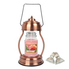 YANKEE CANDLE Rajja + 蠟燭加熱器 + 燈泡 2 件套, 溫暖（銅），蠟燭（浸染杏玫瑰）