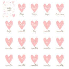 JUNIO&SENIOR MILESTONE 愛心卡片 D-Day 日曆 20件組, 混合色, 1套