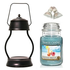 YANKEE CANDLE Rajja + 蠟燭加熱器 + 燈泡 2 件套, 溫暖（純黑色），蠟燭（巴哈馬微風）