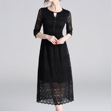 페이퍼먼츠 큐빅 라인 올 레이스 섹시 롱 반팔 원피스 5822