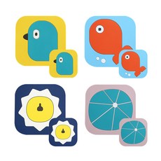 卡通矽膠隔熱墊 4入+杯墊 4入, 混色, 1套