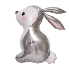 GRABO BALLOONS 嬰兒兔子銀箔氣球, 灰色, 1入