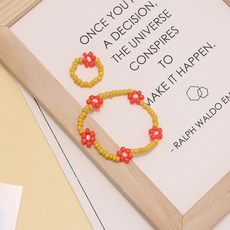 花朵串珠手鍊+串珠戒指