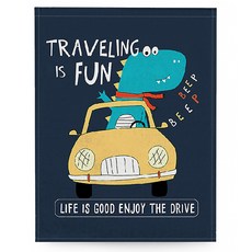 Ilovehome 恐龍印花亞麻隔間簾, TYPE1