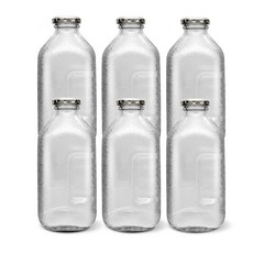 mir 玻璃果汁瓶 銀色蓋, 500ml, 6個