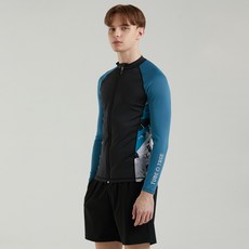 TUBE TREE 男款拼色拉鍊防曬泳衣+短褲套裝