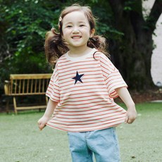 兒童透氣星星圖案圓領短袖T恤