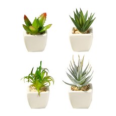 人造花肉質迷你方形花盆4件套, F(26, 32, 34, 38), 1套