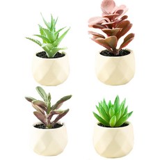 조화 다육이 미니화분 4종 세트, C(19, 23, 32, 34), 1세트