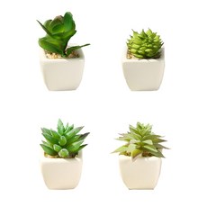 人造花肉質迷你方形盆栽4件套, E(22, 23, 28, 52), 1套