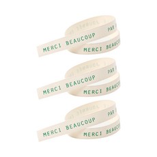綠色Merci Beaucoup字樣緞帶 3條, 混色, 4m
