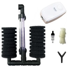 Samaqua 雙管海綿過濾器 + 2孔打氣機套組, 1套