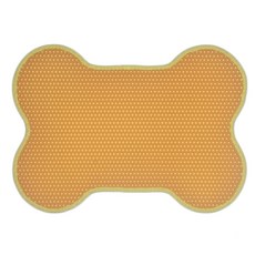 骨頭造型貓咪防落砂墊, 黃色的