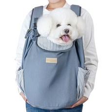 AMYLOVESPET 寵物條紋前背外出包, 藍灰色