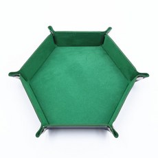 Kong K Items 絲絨皮革六角可折疊多功能托盤, 綠色