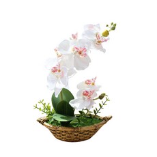조화 라탄 배모양 꽃화분, 화이트, 1개