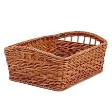 圓角長方形多用途收納藤編籃, 棕色(F702H), 1個