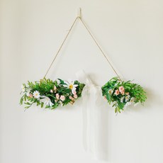 ASPASIA 雛菊迷你玫瑰白樺樹懸掛花環, 混合色