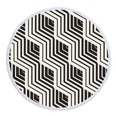 콩 K Items 黑白圖案圓形海灘巾 D款, 混合色, 1個