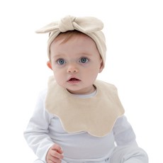 AVAUMA 雲朵形圍兜+蝴蝶結頭帶, 米色, 1組