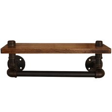 Inpipe 工業風原木壁掛架 BSH160, 深灰色 + 橡膠木, 1層