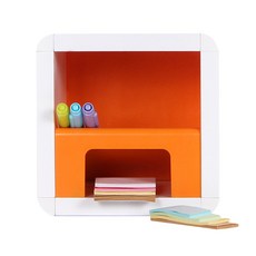 큐빅스 미니 ABS 컬러 펜꽂이, 화이트 + 오렌지, 1개