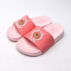 LINE FRIENDS 孩童叢林棕色小豬軟拖鞋