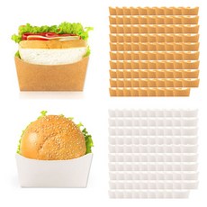 PACKAGE HERO 牛皮紙漢堡包架 100p + 白紙漢堡包架 100p, 1套