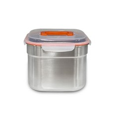 ALL POOM LoCK 手提式方形不鏽鋼密封保鮮盒 2號 橘色, 5.9L, 1個