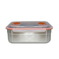 ALL POOM LoCK 雙手把不鏽鋼保鮮盒組 1號 橘色, 7.3L, 1入
