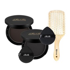 RiRe 氣墊遮髮餅 2入+木質氣墊梳, 遮髮餅(自然黑+自然棕), 1組