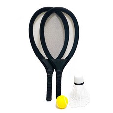大號球拍 黑色 2入 + 羽毛球 + 球, 單一商品, 1套