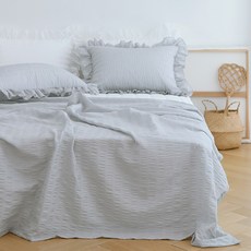 taccatacca 素色波紋設計人造絲夏季涼被, 淺灰