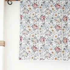 復古花卉短窗簾, 白色