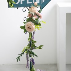 聖誕節黃金人造花 薰衣草混合花環 140cm, 混色, 1個